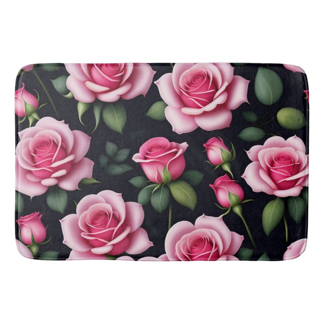Roses Seamless Pattern Valentines Day Bath Mat (Front)
