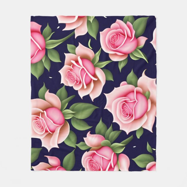Roses Seamless Pattern Valentines Day Fleece Blank Blanket (Front)