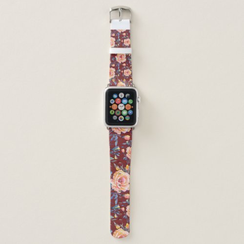 Roses seamless red background pattern apple watch band