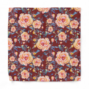 Roses, seamless, red background pattern bandana
