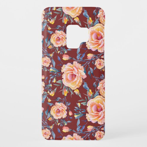 Roses seamless red background pattern Case_Mate samsung galaxy s9 case