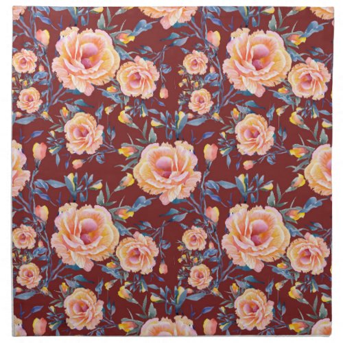 Roses seamless red background pattern cloth napkin
