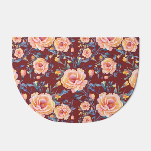 Roses seamless red background pattern doormat