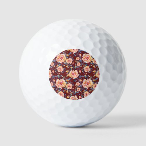 Roses seamless red background pattern golf balls