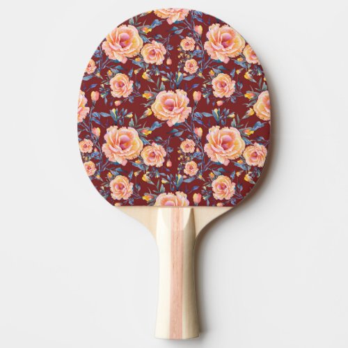 Roses seamless red background pattern ping pong paddle