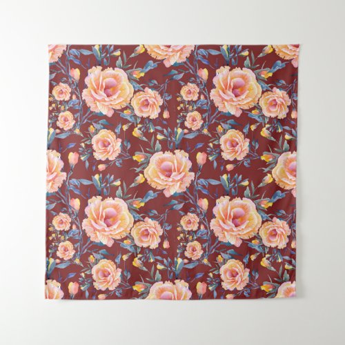 Roses seamless red background pattern tapestry