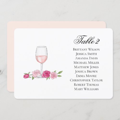 Roses seating chart Wine glass Floral wedding Invitation