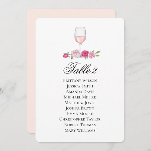 Roses seating chart Wine glass Floral wedding Invitation