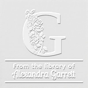 Roses Single Initial Name #3 Library Book Embo Embosser