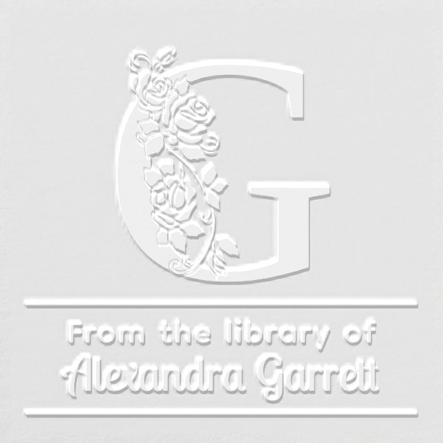 Roses Single Initial Name #3 Library Book Embo Embosser (Design)