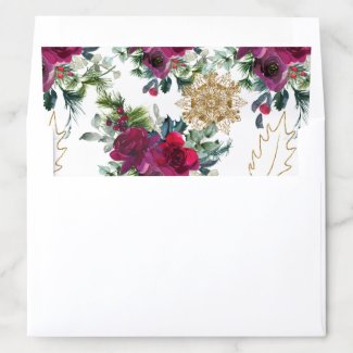 Roses, Snowflakes, and Holly Envelope Liner 5x7