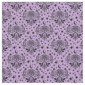Roses Stars & Dots on Light Purple Fabric