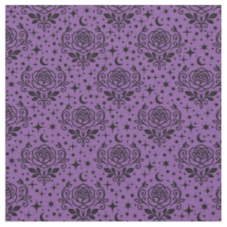 Roses Stars & Dots on Purple Fabric