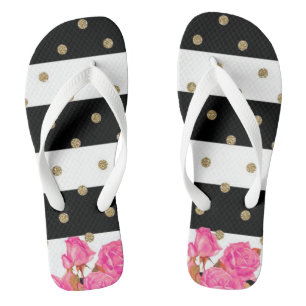 Roses, Stripes and Polka Dots Flip Flops