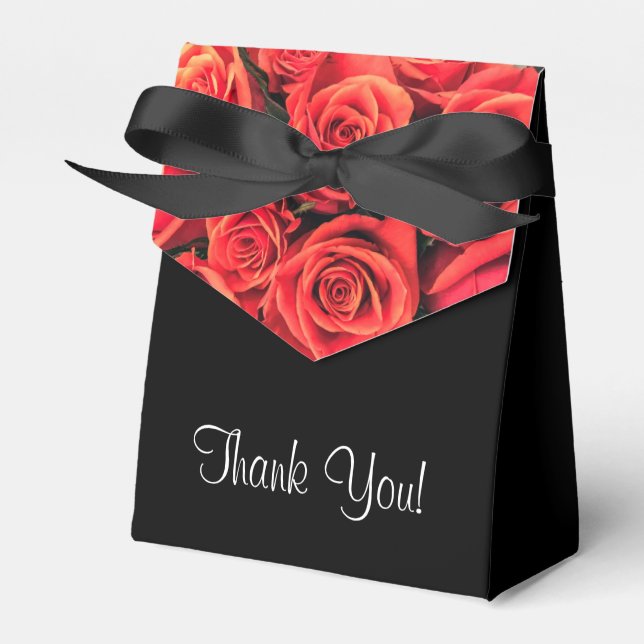Roses Thank You Tent Favor Box (Front Side)