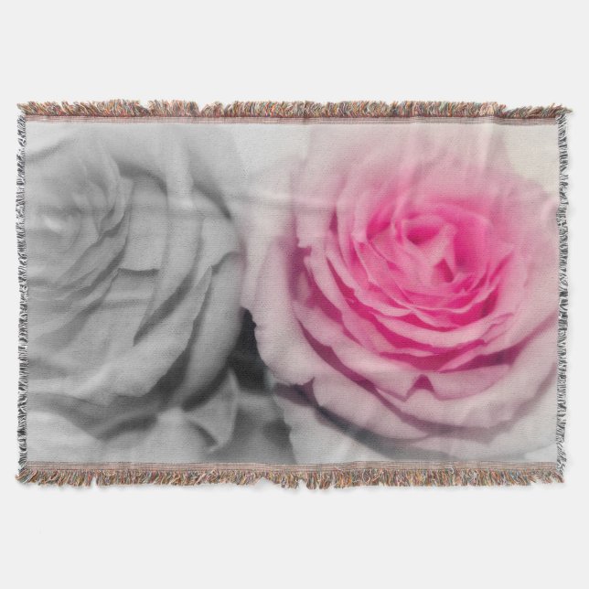 Roses Throw Blanket/Pink & Gray Blanket (Front)