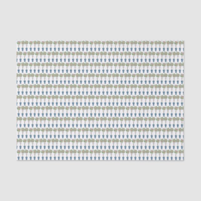 Roses Topiary Blue and White Ginger Jar  Tissue Paper (Front)