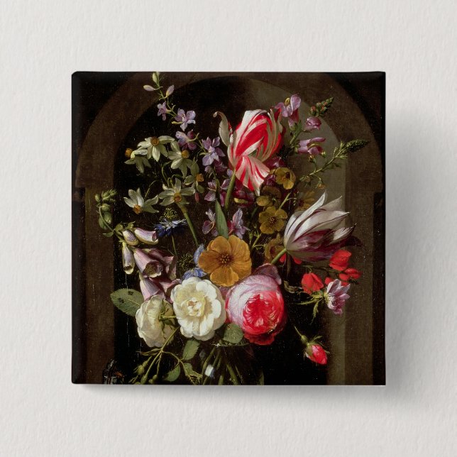 Roses, Tulips and other Flowers Pinback Button (Front)