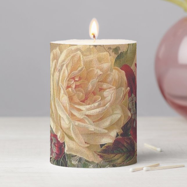 Roses Victorian Vintage   Pillar Candle (In Situ)