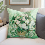 Roses | Vincent van Gogh Throw Pillow<br><div class="desc">Roses (1890) by Dutch post-impressionist artist Vincent Van Gogh. Original work is an oil on canvas painting depicting a still life of white roses against a light green background. 

Use the design tools to add custom text or personalize the image.</div>