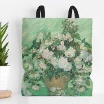 Roses | Vincent Van Gogh Tote Bag<br><div class="desc">Roses (1890) by Dutch post-impressionist artist Vincent Van Gogh. Original work is an oil on canvas painting depicting a still life of white roses against a light green background. 

Use the design tools to add custom text or personalize the image.</div>