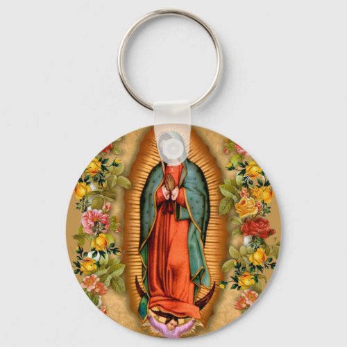 Roses Virgin Mary Guadalupe Catholic Religious  Keychain