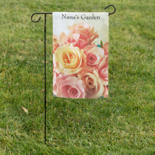 Roses warm colors garden flag