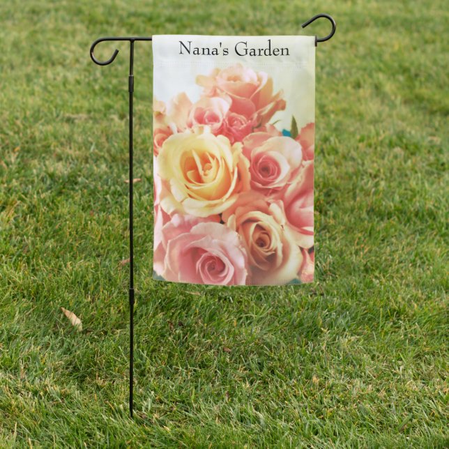 Roses warm colors garden flag (In SItu)