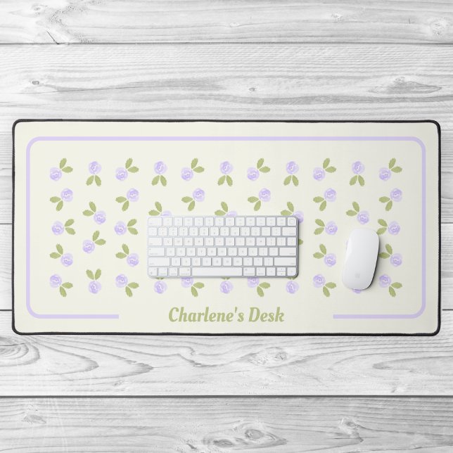 Roses Watercolor - Alicia's Purple Desk Mat (Purple Watercolor Roses-Alicia's Garden by Office Accessories)