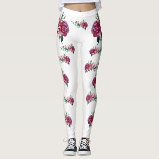 Roses Watercolor Art Custom Leggings