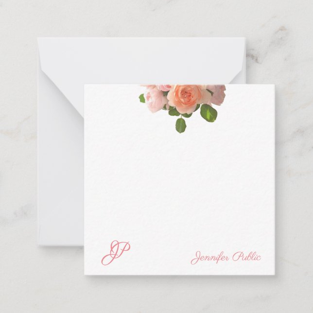 Roses Watercolor Art Elegant Monogram Template (Front)