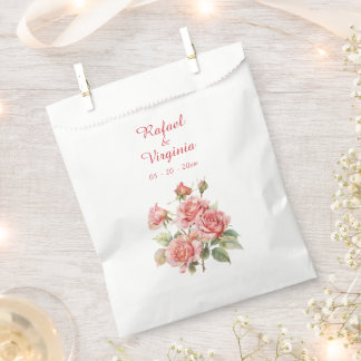 Roses Watercolor Bouquet Wedding Favor Bag