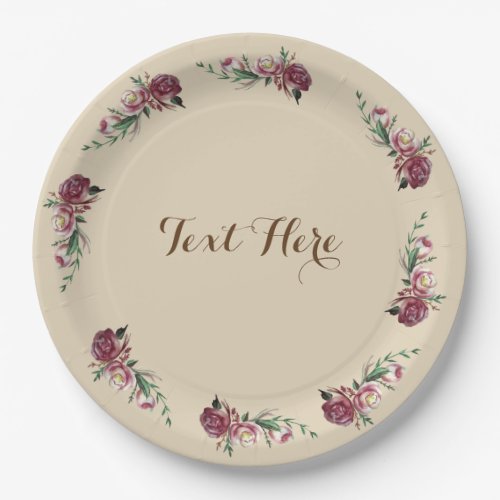 Roses Watercolor  Custom Paper Plates