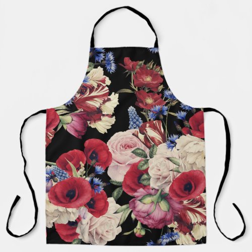 Roses Watercolor Seamless Floral Pattern Apron