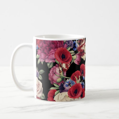 Roses Watercolor Seamless Floral Pattern Coffee Mug