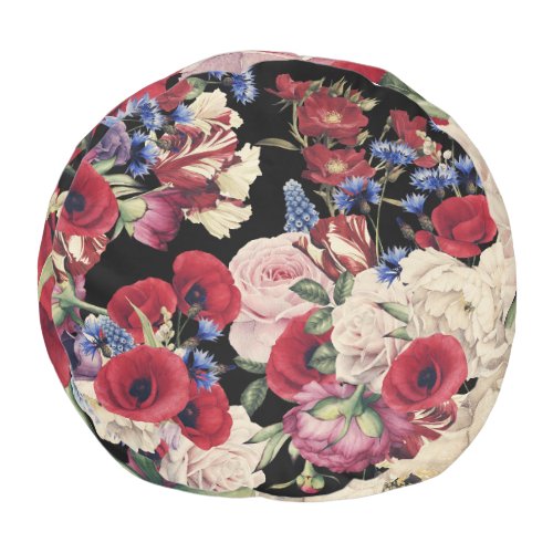 Roses Watercolor Seamless Floral Pattern Pouf