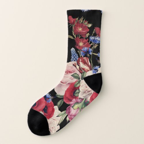 Roses Watercolor Seamless Floral Pattern Socks