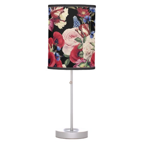 Roses Watercolor Seamless Floral Pattern Table Lamp