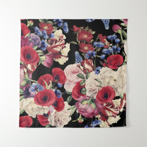 Roses Watercolor Seamless Floral Pattern Tapestry