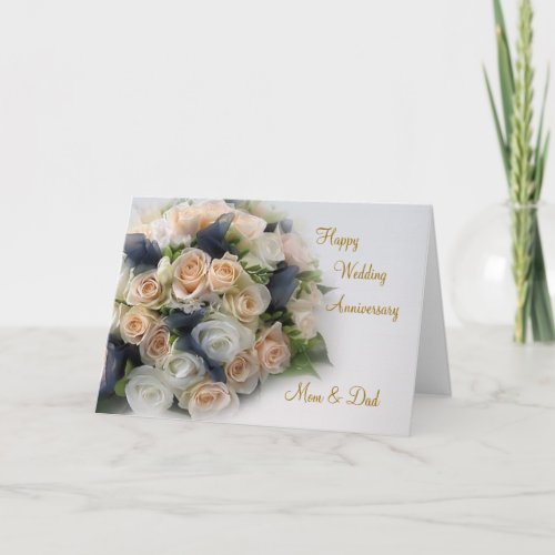 Roses Wedding Anniversary Card for Mom and Dad