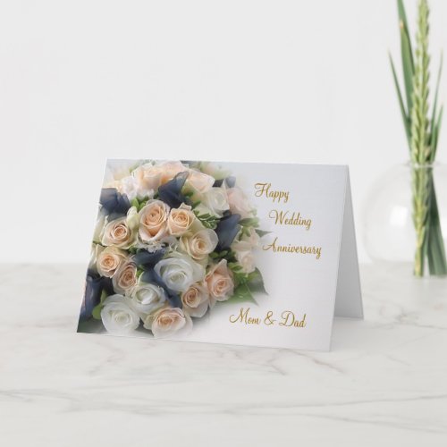 Roses, Wedding Anniversary Card for Mom and Dad