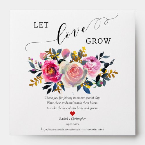 Roses Wedding Favors Let Love Grow Seed Packet   Envelope