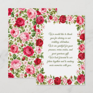 Roses Wedding Note Card