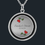 Roses Wedding Personalized Sterling Silver Necklace<br><div class="desc">Gorgeous locket with information inside. For a wedding / occasion. Available in a variety of price ranges that make it easy for you to find the right one for your wedding budget.</div>