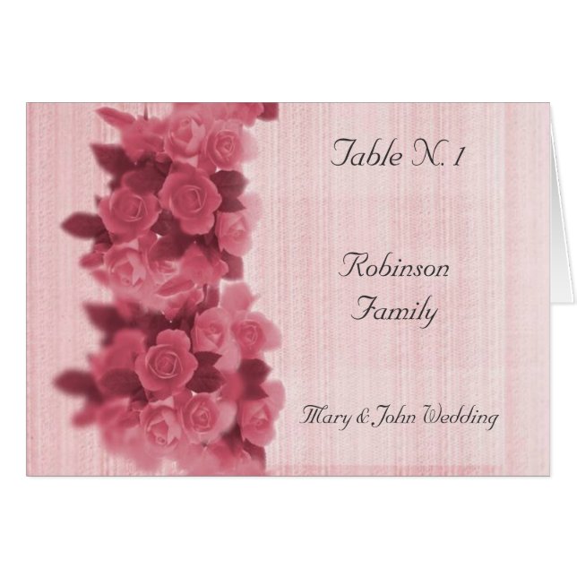 Roses Wedding Table Seating Menu Cards (Front Horizontal)