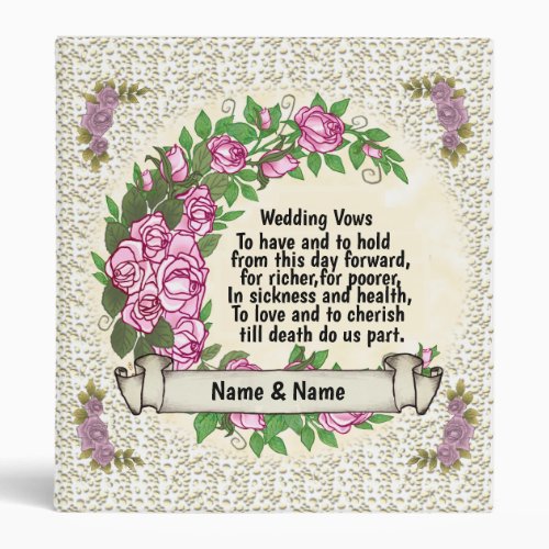 Roses Wedding Vows  binder