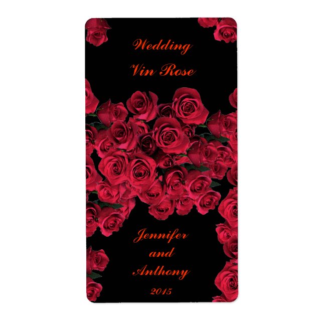 Roses Wedding Wine Label