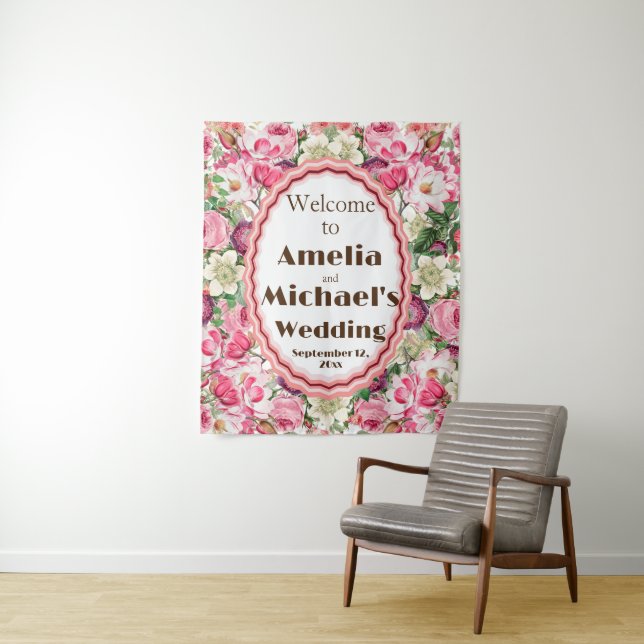 Roses White Florals Wedding Backdrop (In Situ)