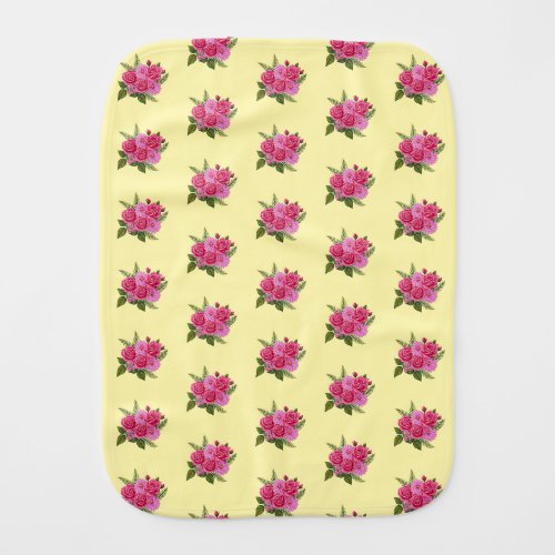 Roses with Dahlias Yellow Baby Burp Cloth