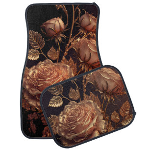 Roses with gold details beautiful car floor mat